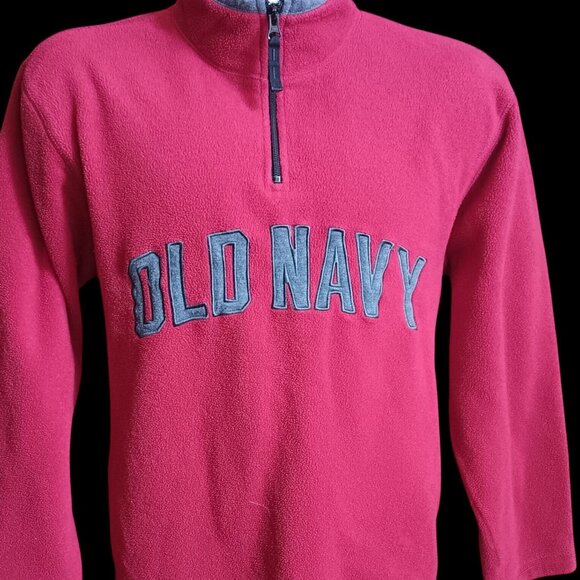 Old Navy Men's Jacket 1/4-Zip Fleece Pullover Shirt Red Sweater Jacket - Picture 2 of 6